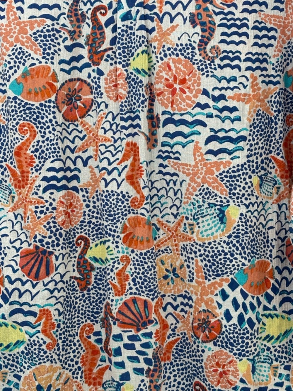 Talbots Beach Shirt Coverup XS Seahorse Button Up Cotton Nautical Coastal - Picture 8 of 16